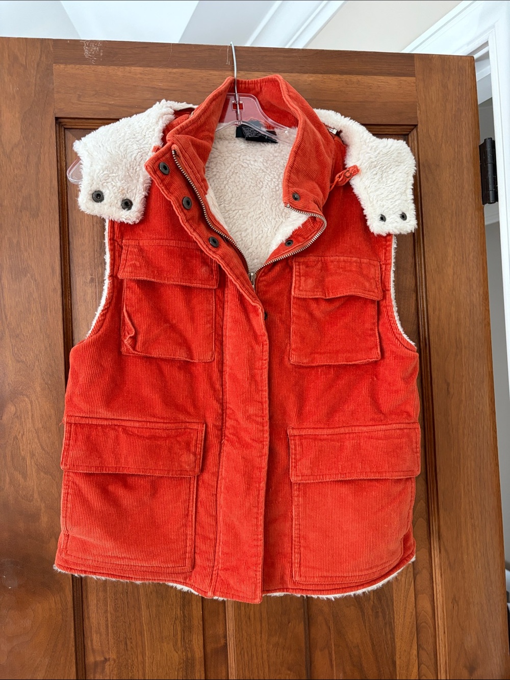 Finity orange Corduroy Sherpa-Lined Vest